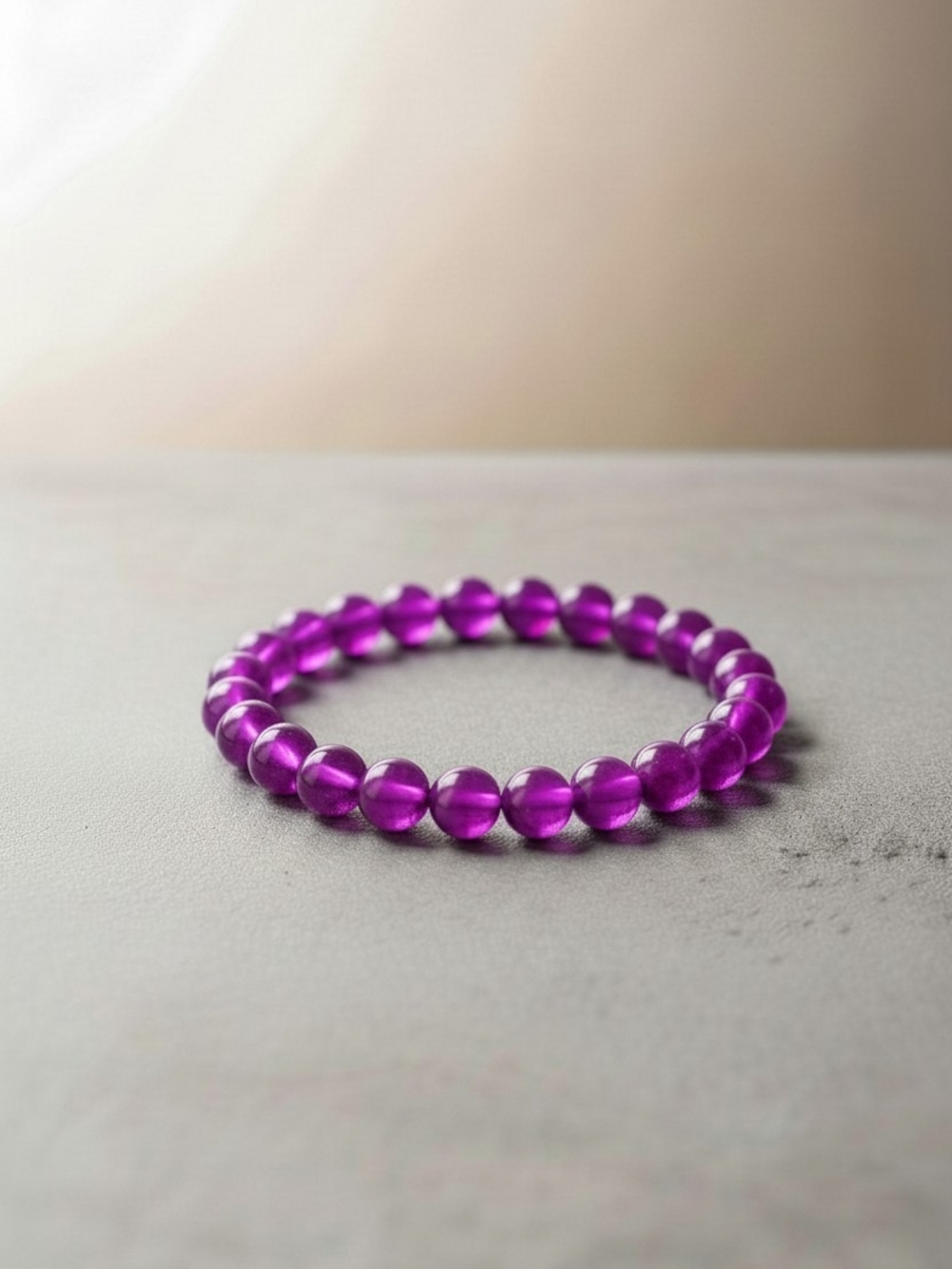 Purple Crystal Beaded Stretch Bracelet